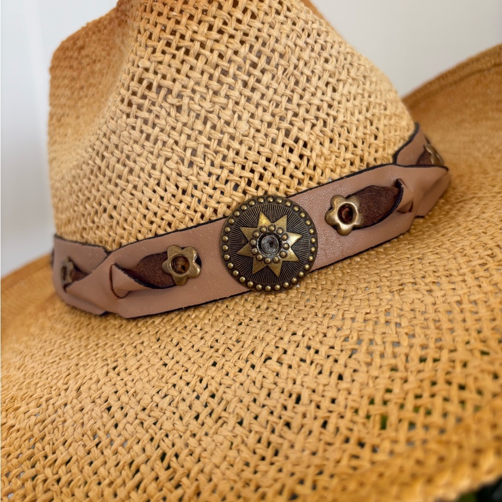 Outlaws‎ Cowboy Western Raffia Paper Straw Summer Festival Cowgirl Hat - Picture 2 of 15